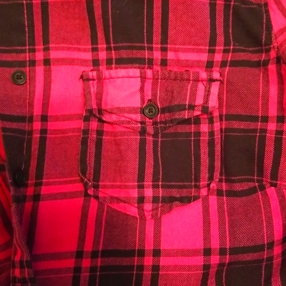 Aeropostale Plaid Button Up, Size M, Pink/Black - Picture 5 of 5